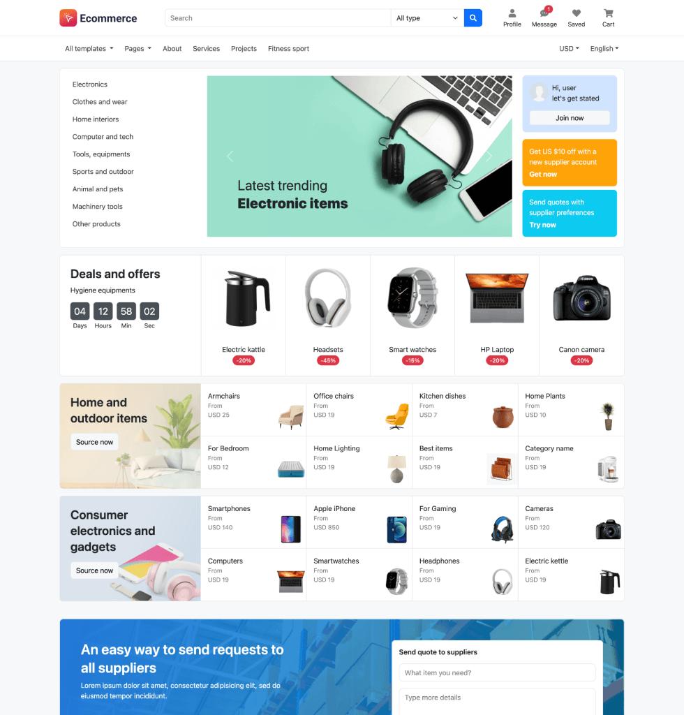 ecommerce website homepage design